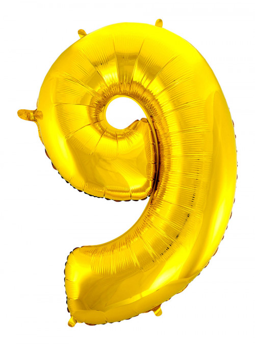 Balão Metalizado Número 9 Dourado 28 Polegadas