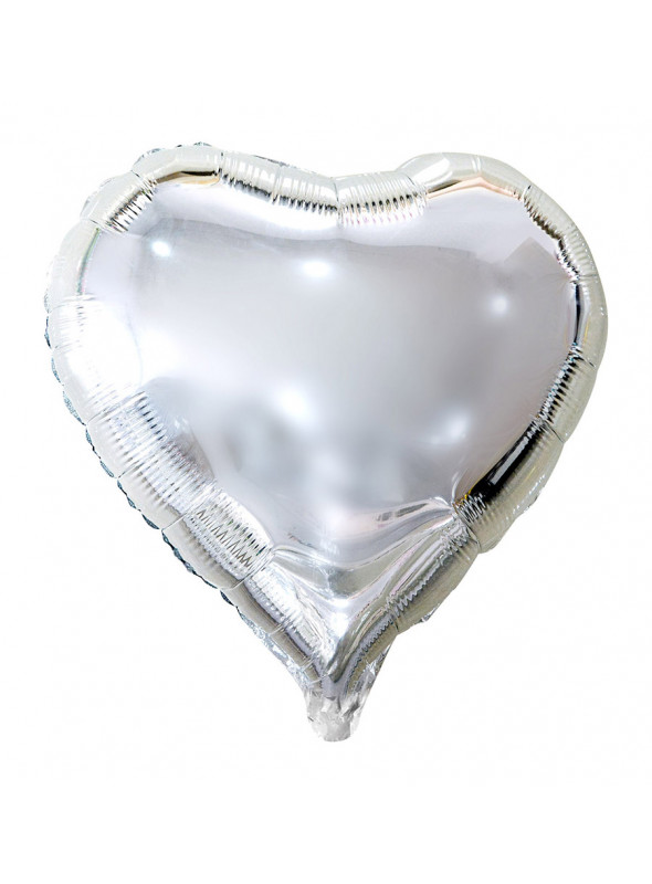 Balão Metalizado Coração Prata 18 Polegadas