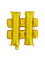 Balão Metalizado Hashtag Dourado 16 Polegadas