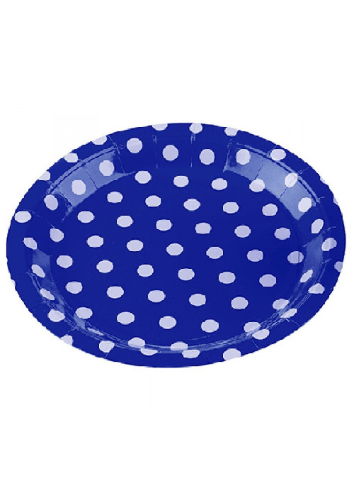 Pratos Descartáveis De Papel Bolinhas Azul  10 Unidades