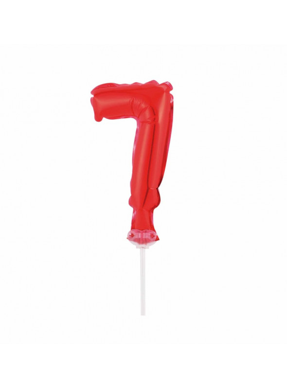 Balão Metalizado Topo de Bolo Número 7 Vermelho - 1 unidade