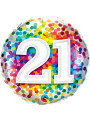 Balão Metalizado Aniversário 21 Anos Colorido Qualatex 46cm