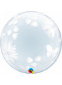 Balão Bubble Transparente Borboletas e Flores 51cm Qualatex