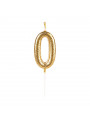 Vela de Aniversário Número 0 Glitter Dourado 4,5cm