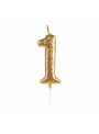 Vela de Aniversário Número 1 Glitter Dourado 4,5cm