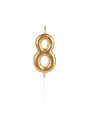 Vela de Aniversário Número 8 Glitter Dourado 4,5cm