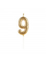 Vela de Aniversário Número 9 Glitter Dourado 4,5cm