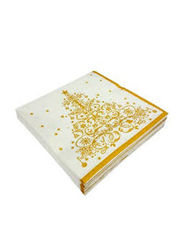 Guardanapos de Papel Luxo Natal Branco e Dourado – 20 unidades