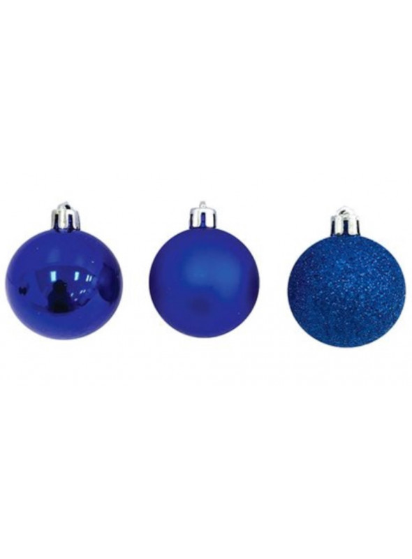 Kit 3 Bolas Natalinas Azul 80mm Decoração de Natal
