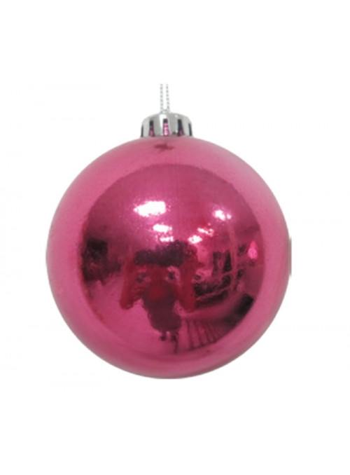 Kit 4 Bolas Natalinas Rosa Metálico 60mm Decoração de Natal