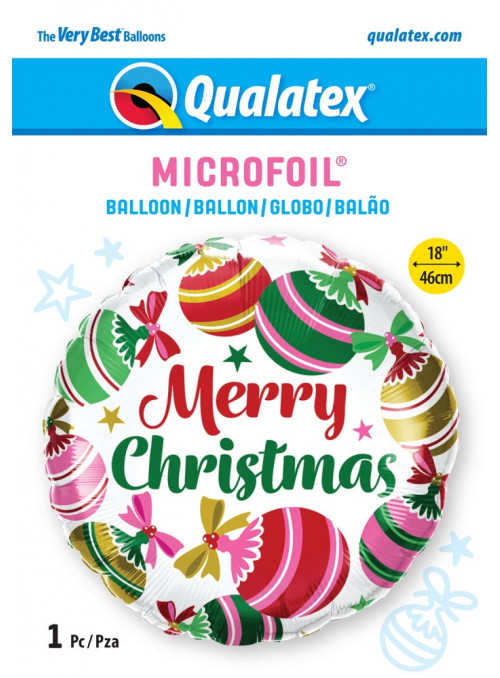 Balão Metalizado Feliz Natal Enfeites de Árvore  18 Polegadas 46cm Qualatex