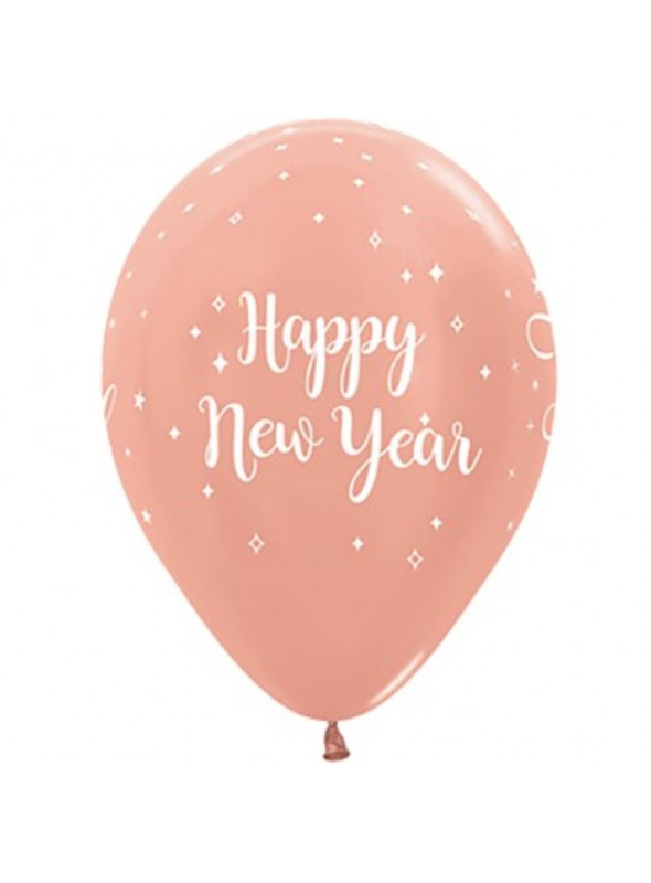 Balão de Látex Feliz Ano Novo Rose 12 Polegadas 30cm Cromus 10 unidades