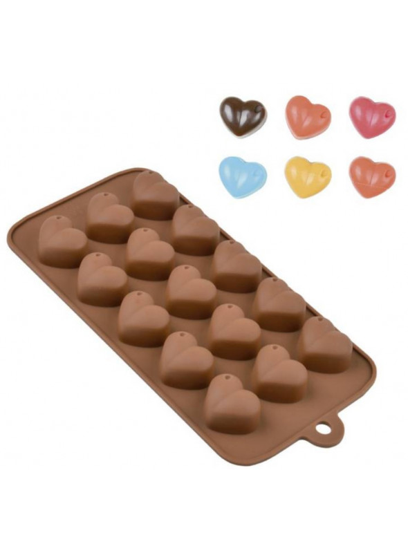 Forma Molde de Silicone para Chocolate Corações Silver Chef