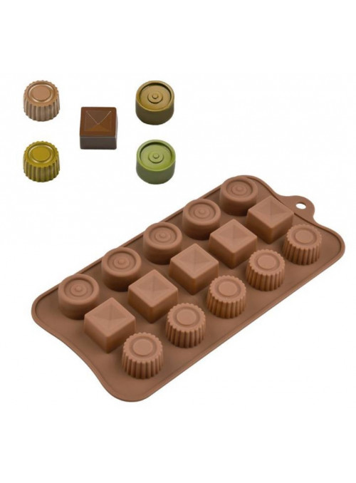 Forma Molde de Silicone para Chocolate Redondo e Quadrado Silver Chef