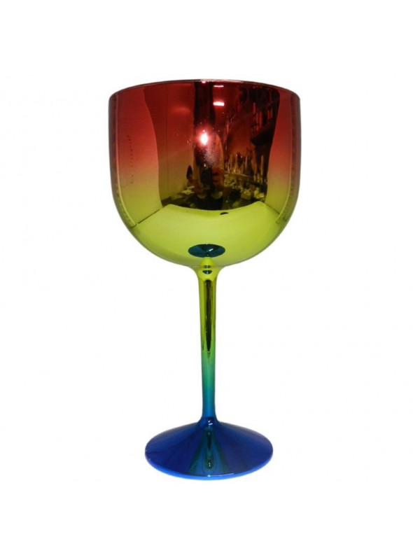 Taça de Gin Drink Metalizada Arco Iris 20cm de altura