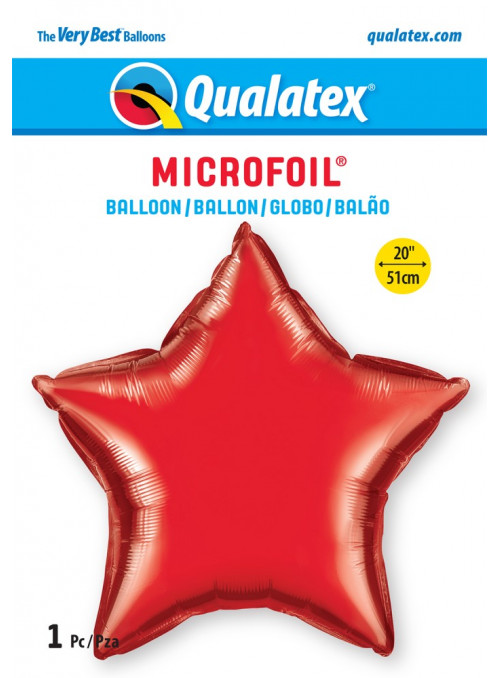 Balão Metalizado Estrela Vermelho Rubi 20 Polegadas 51cm Qualatex