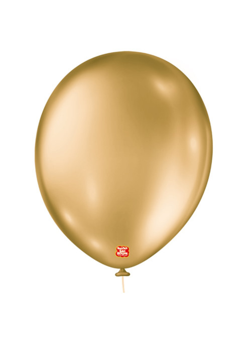 Balões de Látex Dourado Metálico 11 Polegadas 28cm São Roque 25 Unidades