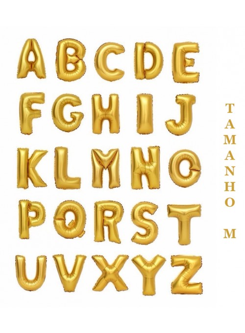 Balões Metalizados Dourado Letras Tamanho M