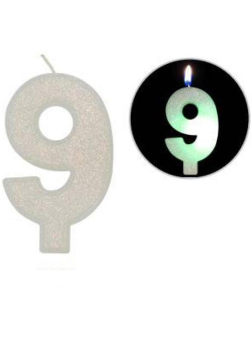 Vela de Aniversário Número 9 Led Luminosa 8,7cm Silver Festas