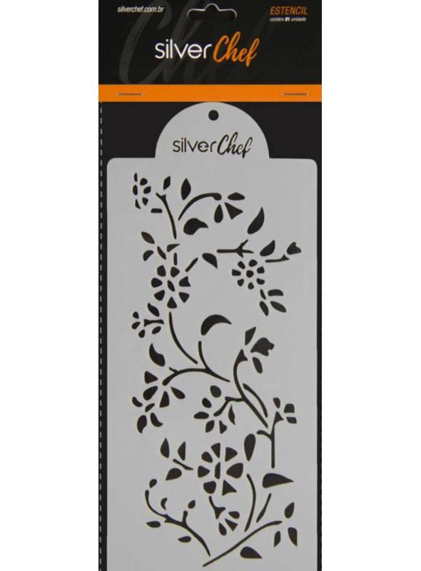 Estêncil de Plástico Floral Confeitaria Silver Chef