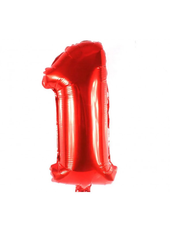 Balão Metalizado Número 1 Vermelho 16 Polegadas 40cm Golden Festa