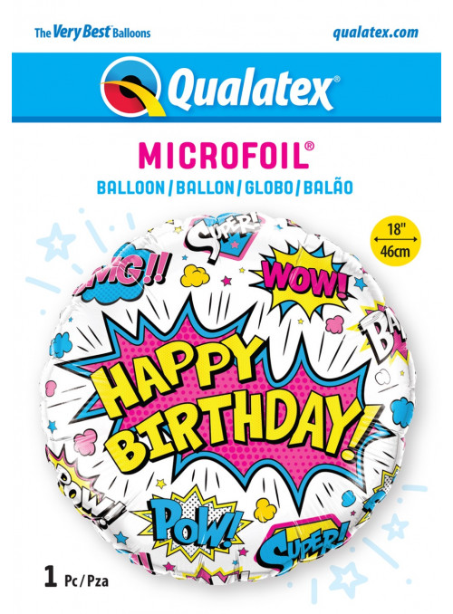 Balão Metalizado Aniversário Super Herói Branco 18 Polegadas 46cm Qualatex