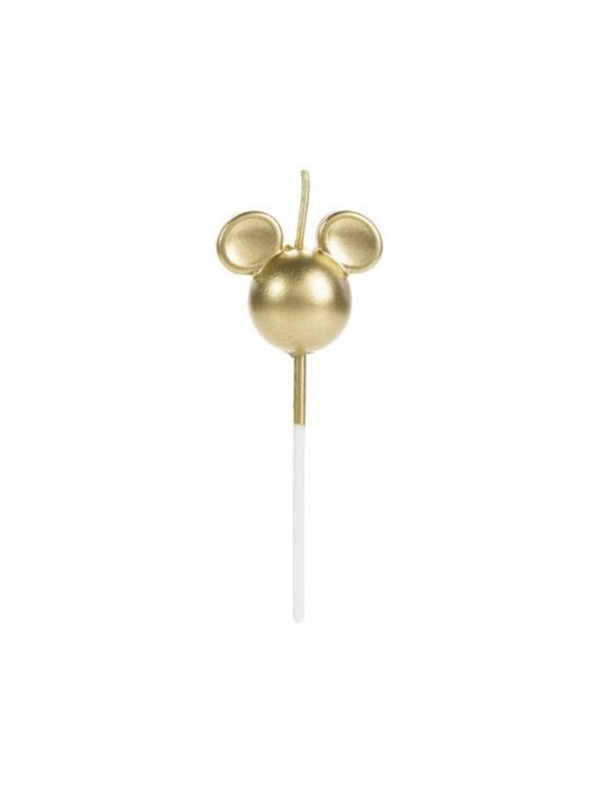 Vela de Aniversário Cabeça Mickey Dourada – 1 unidade