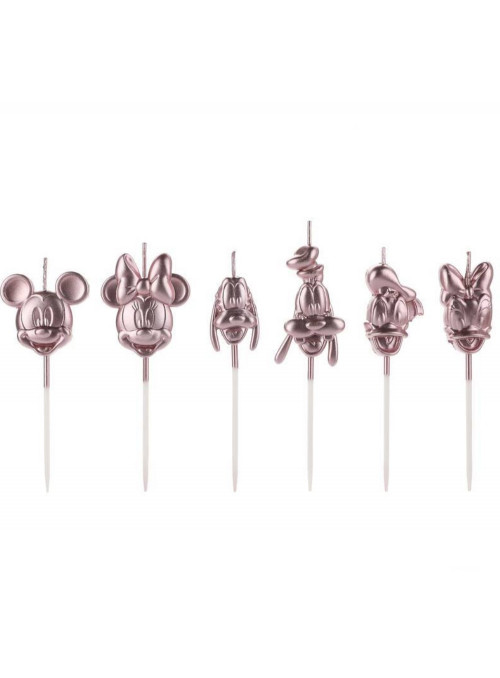 Vela Turma do Mickey Rose 5cm Silver Festas 6 unidades