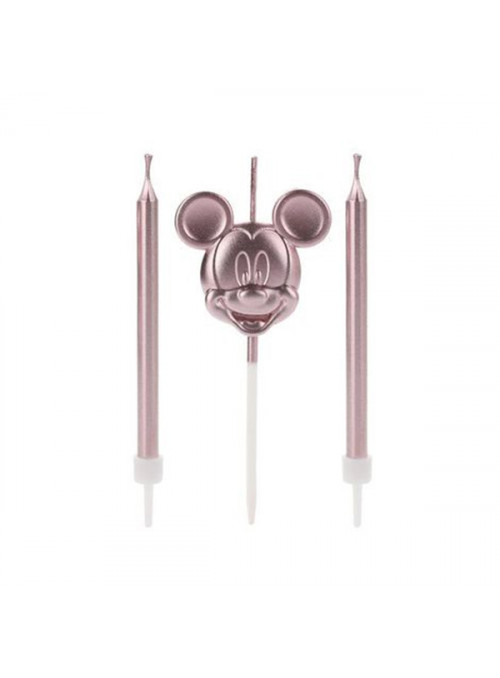 Vela de Aniversário Rosto Mickey Rose Gold – 3 unidades