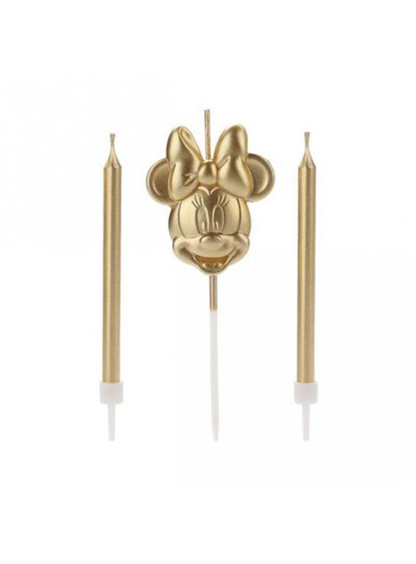 Vela de Aniversário Rosto Minnie Dourado – 3 unidades