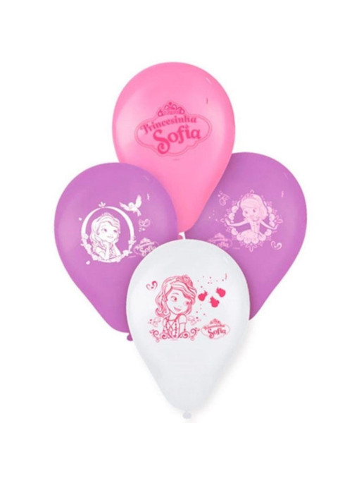 Balões de Látex Festa Princesa Sofia 9 Polegadas 23cm Regina Festas 25 Unidades