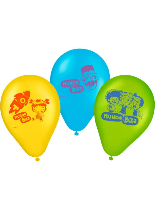 Balões de Látex Festa Mundo Bita 9 Polegadas 23cm Regina Festas 25 Unidades
