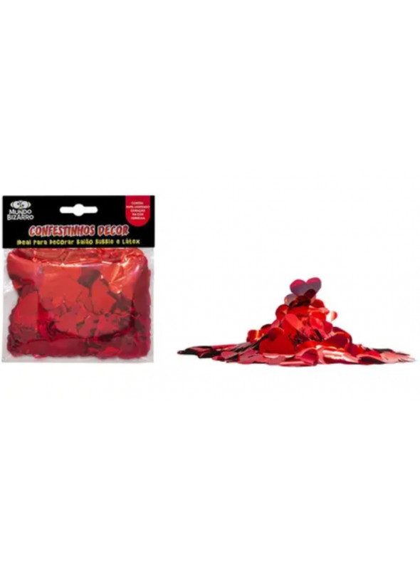 Confetes Decor Coração Vermelho para Balão e Decoração 25 gramas Mundo Bizarro