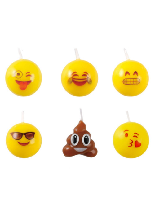 Vela de Aniversário Festa Emojis Carinhas Zap Zap Mundo Bizarro 6 Unidades
