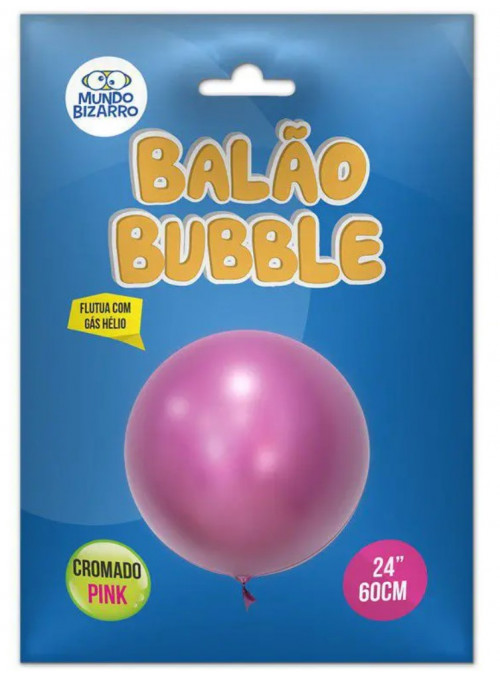 Balão Bubble Bolha Cromado Pink 24 Polegadas 60cm Mundo Bizarro