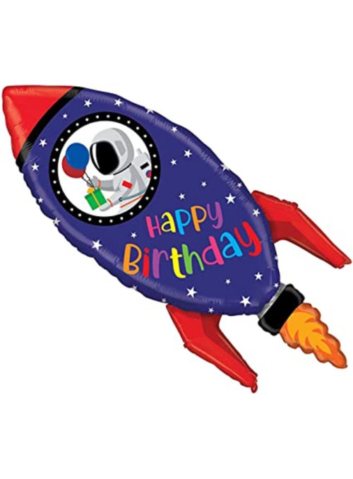 Balão Metalizado Aniversário Foguete Astronauta 40 Polegadas 101cm