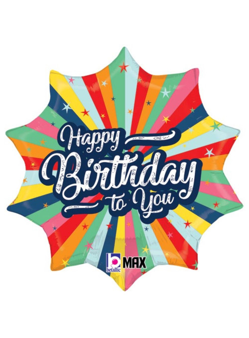 Balão Metalizado Feliz Aniversário para Você Colorido 18 Polegadas 45cm