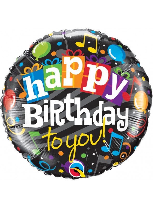 Balão Metalizado Aniversário Parabéns a Você 18 Polegadas 46cm Qualatex