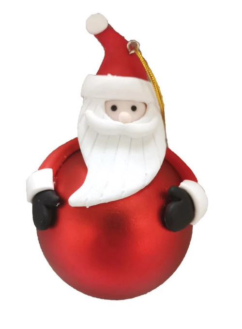 Bola Natalina Vermelha Fosca Papai Noel 12 x 7,5cm