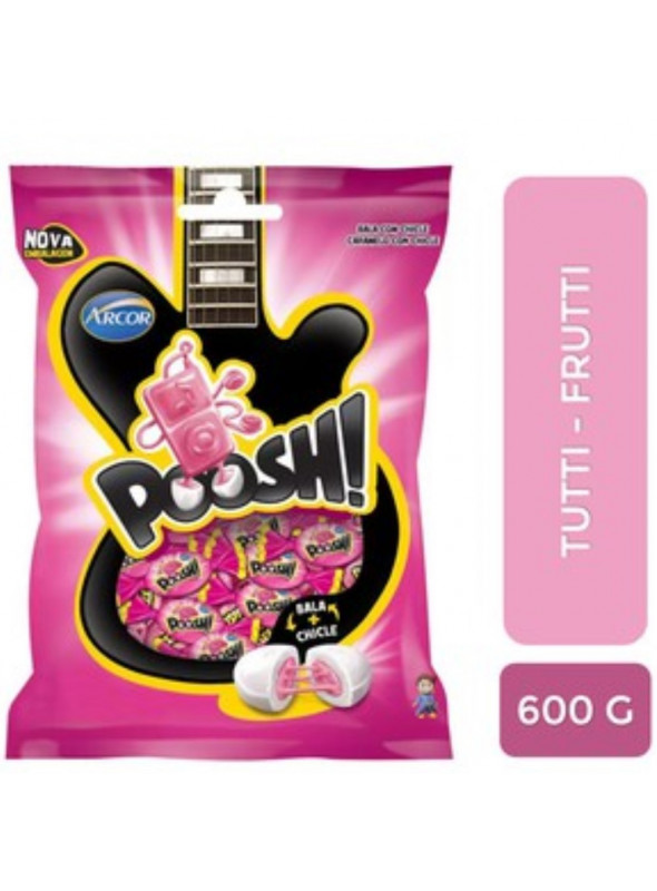 Bala Poosh Tutti Frutti Bala + Chicle 600g Arcor