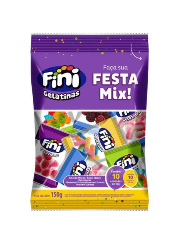 Bala Fini Gelatinas Festa Mix 10 unidades de 15g Sortidos