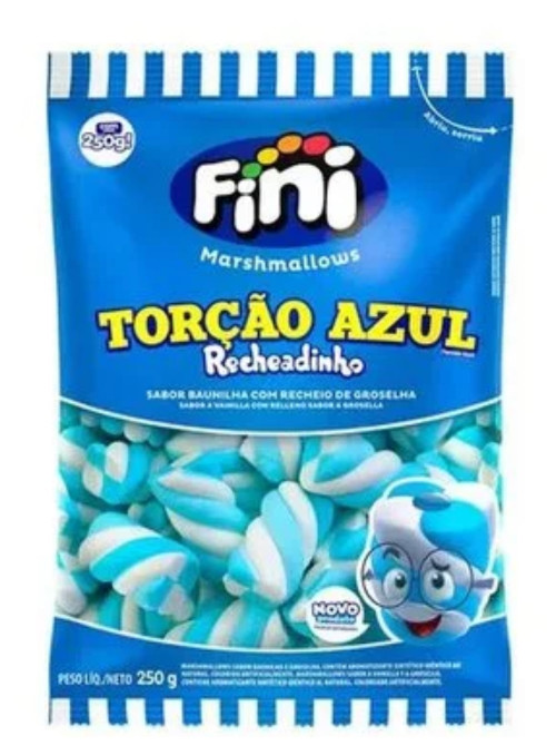 Marshmallows Torçao Azul Recheado Fini 250g