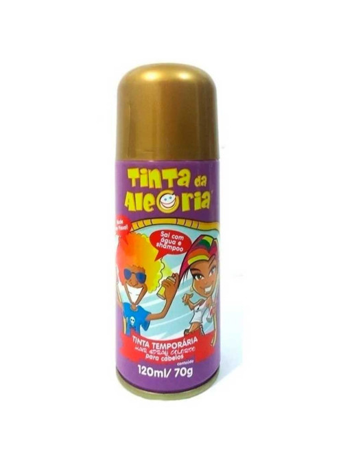 Spray Tinta da Alegria para Cabelo Dourado 120ml 70g Lavável