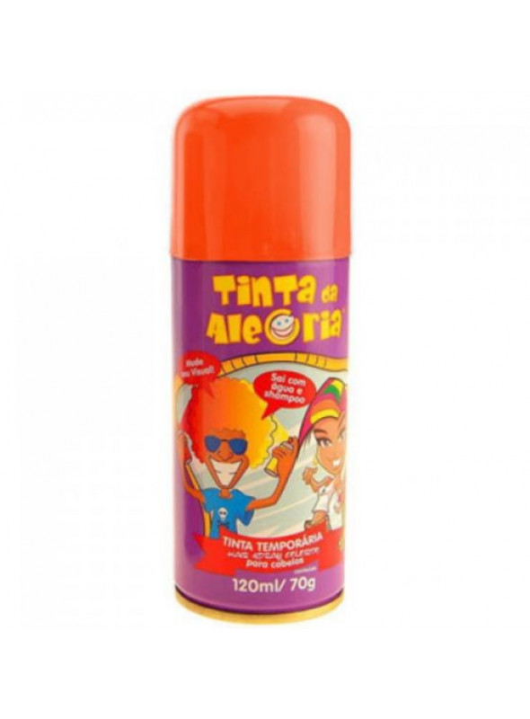 Spray Tinta da Alegria para Cabelo Laranja 120ml 70g Lavável