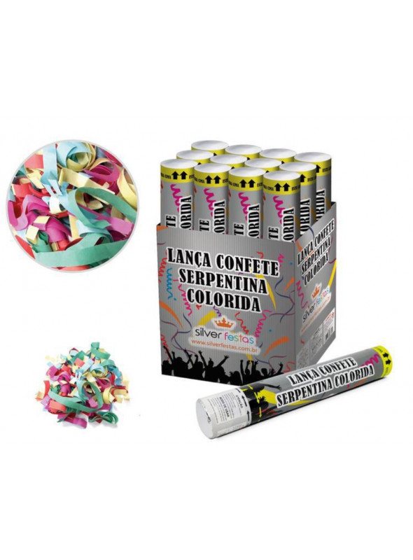 Lança Confetes Serpentina Colorida 30cm Silver Festas 1 Unidade