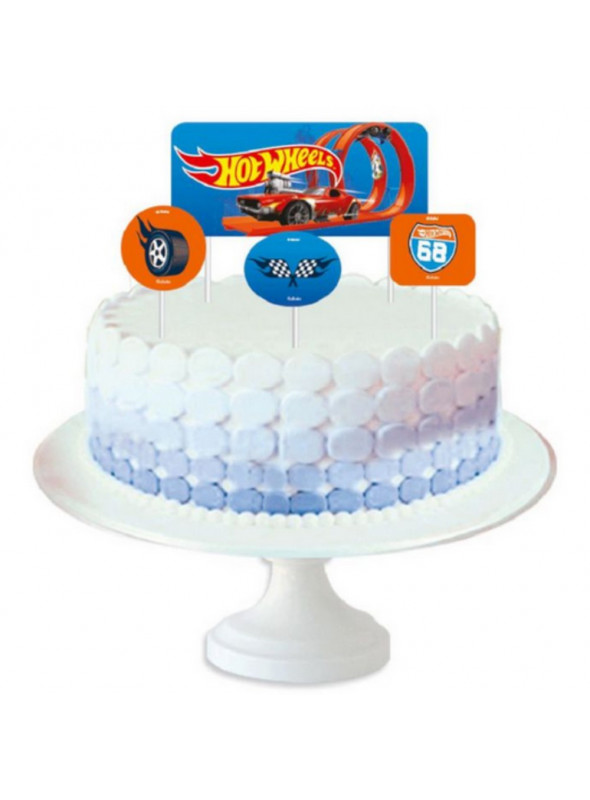 Topper Topo de Bolo Festa Hot Wheels Festcolor 4 Unidades