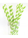 Canudos de Papel Listras Verde e Branco Silver Festas 12 Unidades