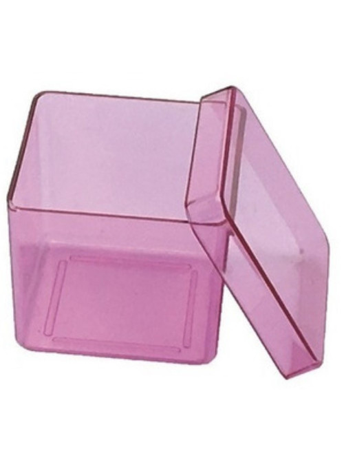 Lembrancinha de Festa Caixa Cristal Rosa 5x5 Mar Plásticos 10 Unidades
