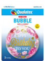 Balão Bubble Feliz Aniversário Flores Peônias Rosas 22 Polegadas 56cm Qualatex