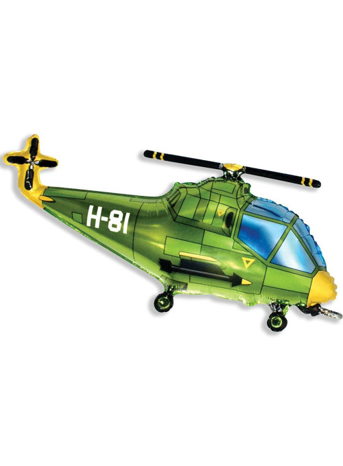 Balão Metalizado Helicóptero Verde 31 Polegadas 79cm Flexmetal